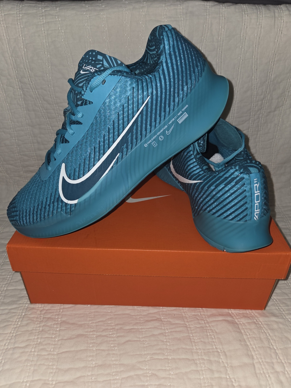 Men's Nike Court Air Zoom Vapor 11 (HC) Teal/Nebula Size 12 (Us)(11uk)